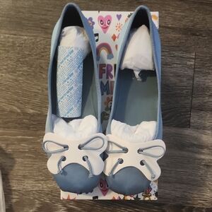 Jeffrey Campbell ANTHROPOLOGIE Blue Satin Ballet Flats with Bow